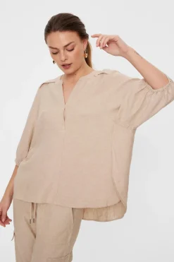 Freequent naisten pusero FQLava-Blouse, vaalea beige