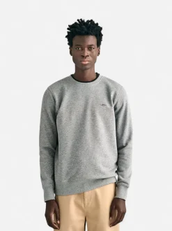 Gant Miesten Collagepaita, REG SHIELD C-NECK Keskiharmaa