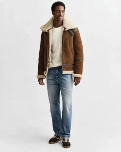 Gant miesten collegepaita Reg Shield C-Neck Sweater, luonnonvalkoinen