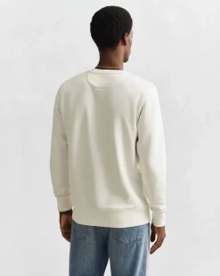 Gant miesten collegepaita Reg Shield C-Neck Sweater, luonnonvalkoinen