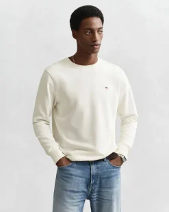 Gant miesten collegepaita Reg Shield C-Neck Sweater, luonnonvalkoinen