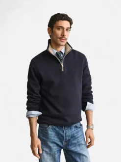 Gant miesten collegepaita Sacker Rib Half Zip, tummansininen