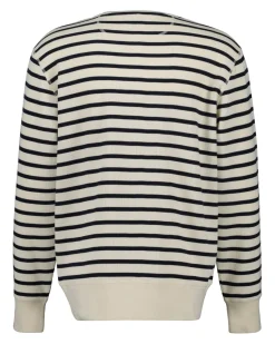 Gant miesten collegepaita, STRIPED WAFFLE SWEAT C-NECK Raidallinen Valkoine