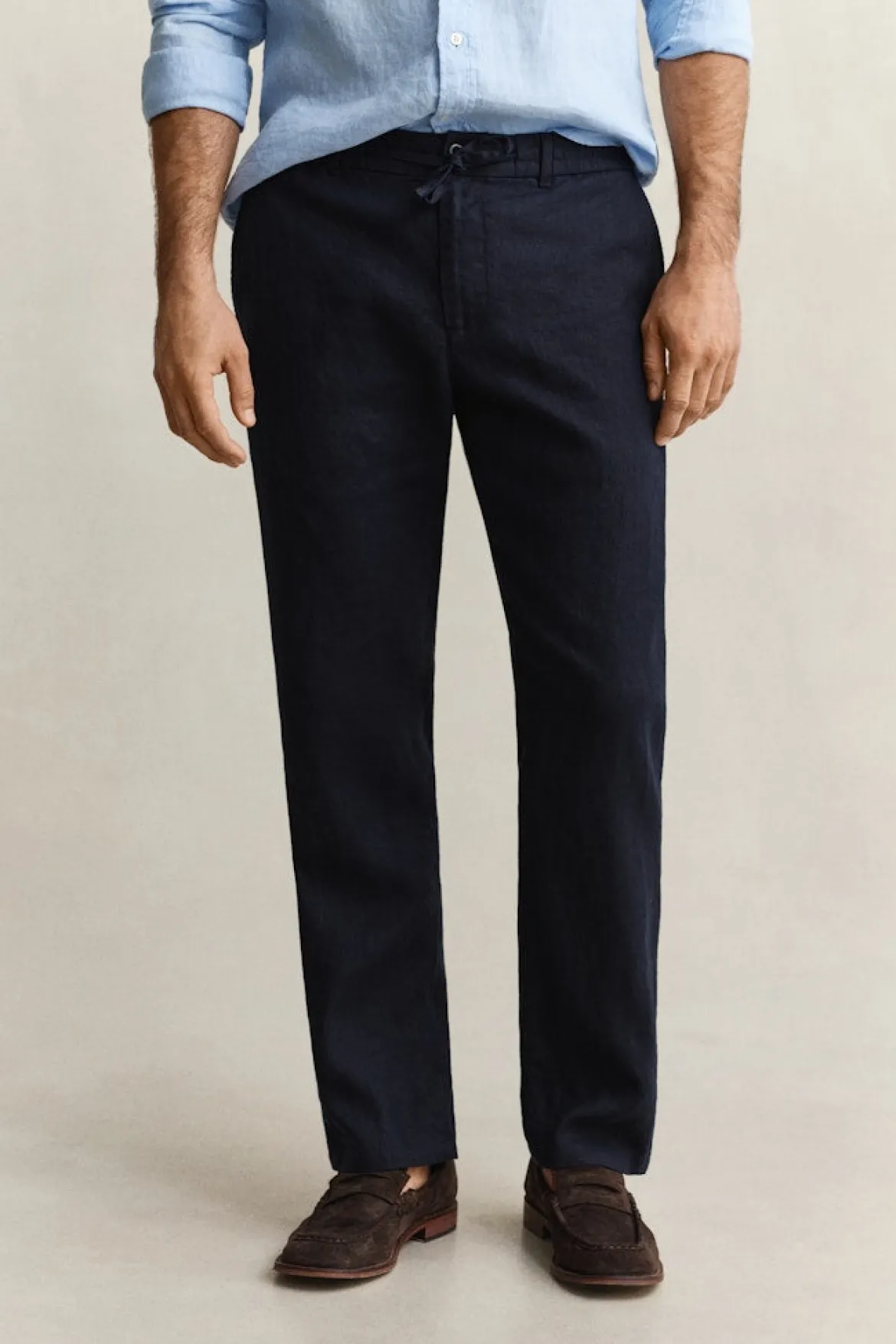 Gant miesten housut Regular Linen Pant, tummansininen