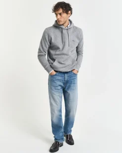 Gant miesten huppari Shield Hoodie, vaaleanharmaa meleerattu