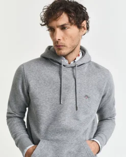 Gant miesten huppari Shield Hoodie, vaaleanharmaa meleerattu