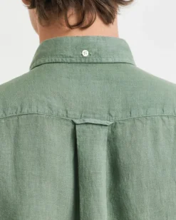 Gant miesten kauluspaita K Reg Garment Dyed Linen Shirt, vihreä