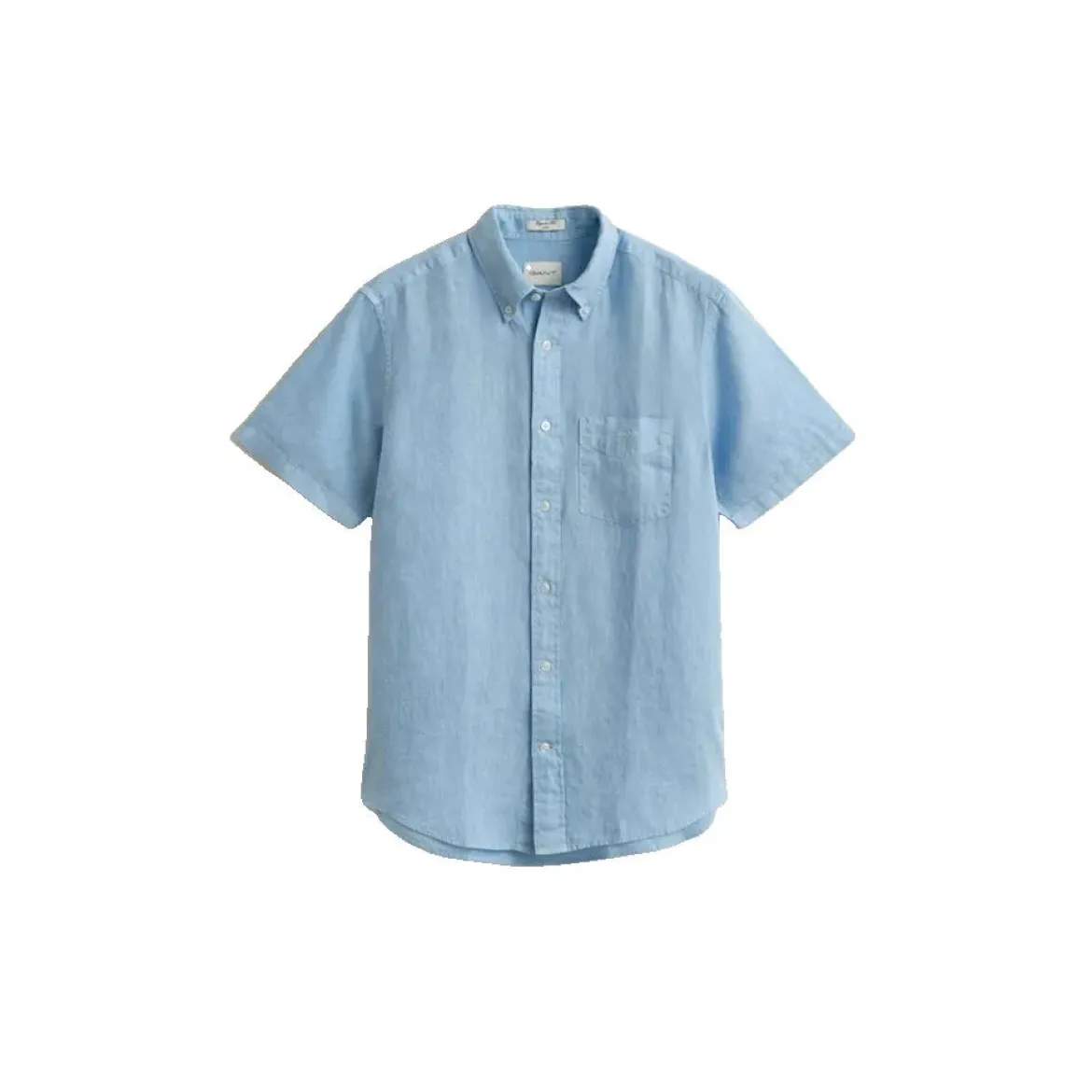 Gant miesten kauluspaita lyhythihainen Garment-Dyed Linen SS Shirt, keskisininen