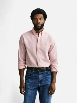 Gant miesten kauluspaita Regular Fit Striped Seersucker Shirt, raidallinen punainen
