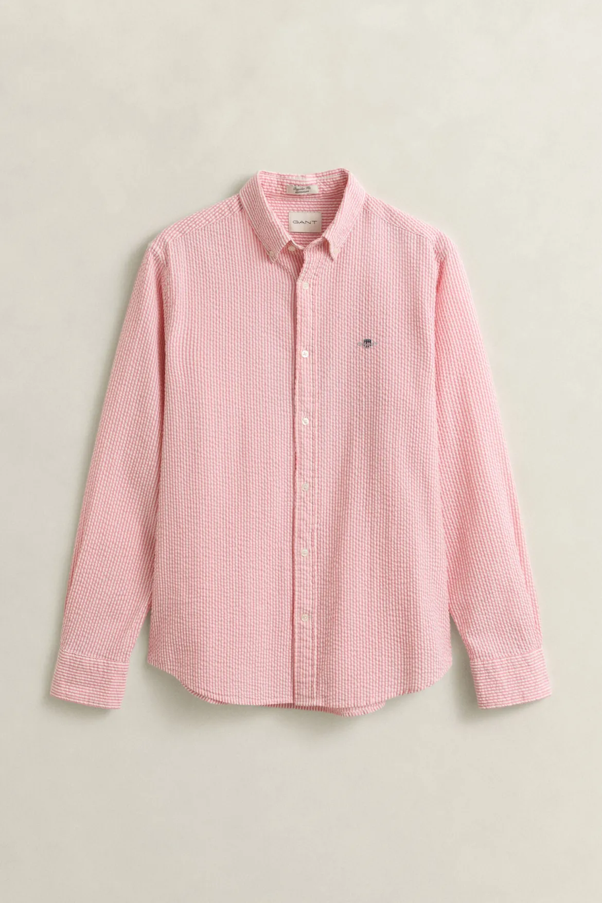 Gant miesten kauluspaita Regular Fit Striped Seersucker Shirt, raidallinen punainen