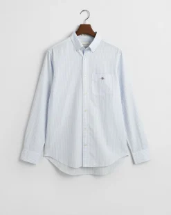 Gant miesten kauluspaita, REG CLASSIC POPLIN STRIPE Raidallinen Sininen
