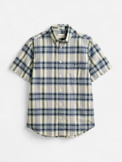 Gant miesten kauluspaita Regular Fit Madras Check SS Shirt, sininen ruutu