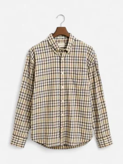 Gant Miesten kauluspaita, REG TWILL CHECK SHIRT Beige Ruutu