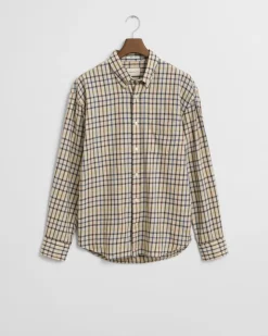 Gant Miesten kauluspaita, REG TWILL CHECK SHIRT Beige Ruutu