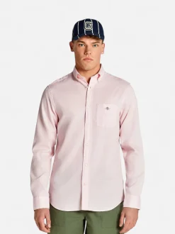 Gant miesten kauluspaita Reg Honey Comb Texture Shirt, vaaleanpunainen