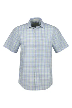 Gant miesten kauluspaita Reg Poplin Multi Check SS Shirt, vihreä ruutu