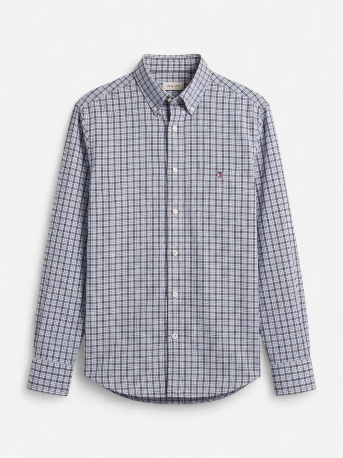 Gant miesten kauluspaita Reg Poplin Check Shirt, sininen ruutu