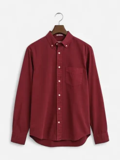 Gant miesten kauluspaita Regular Fit Garment-Dyed Twill Shirt, tumma luumunpunainen