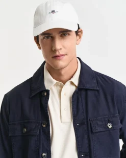Gant miesten lippis, SHIELD COTTON TWILL CAP Valkoinen