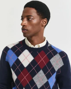 Gant miesten neule, ARGYLE C-NECK Sininen Kuosi