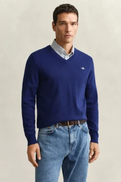 Gant miesten neule Classic V-Neck, tummansininen