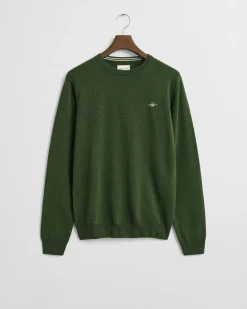 Gant Miesten Neulepaita, SUPERFINE LAMBSWOOL C-NECK Tummanvihreä