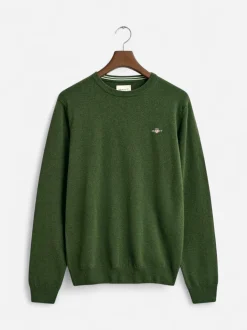 Gant Miesten Neulepaita, SUPERFINE LAMBSWOOL C-NECK Tummanvihreä