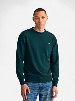 Gant Miesten Neulepaita, SUPERFINE LAMBSWOOL C-NECK Armeijanvihreä