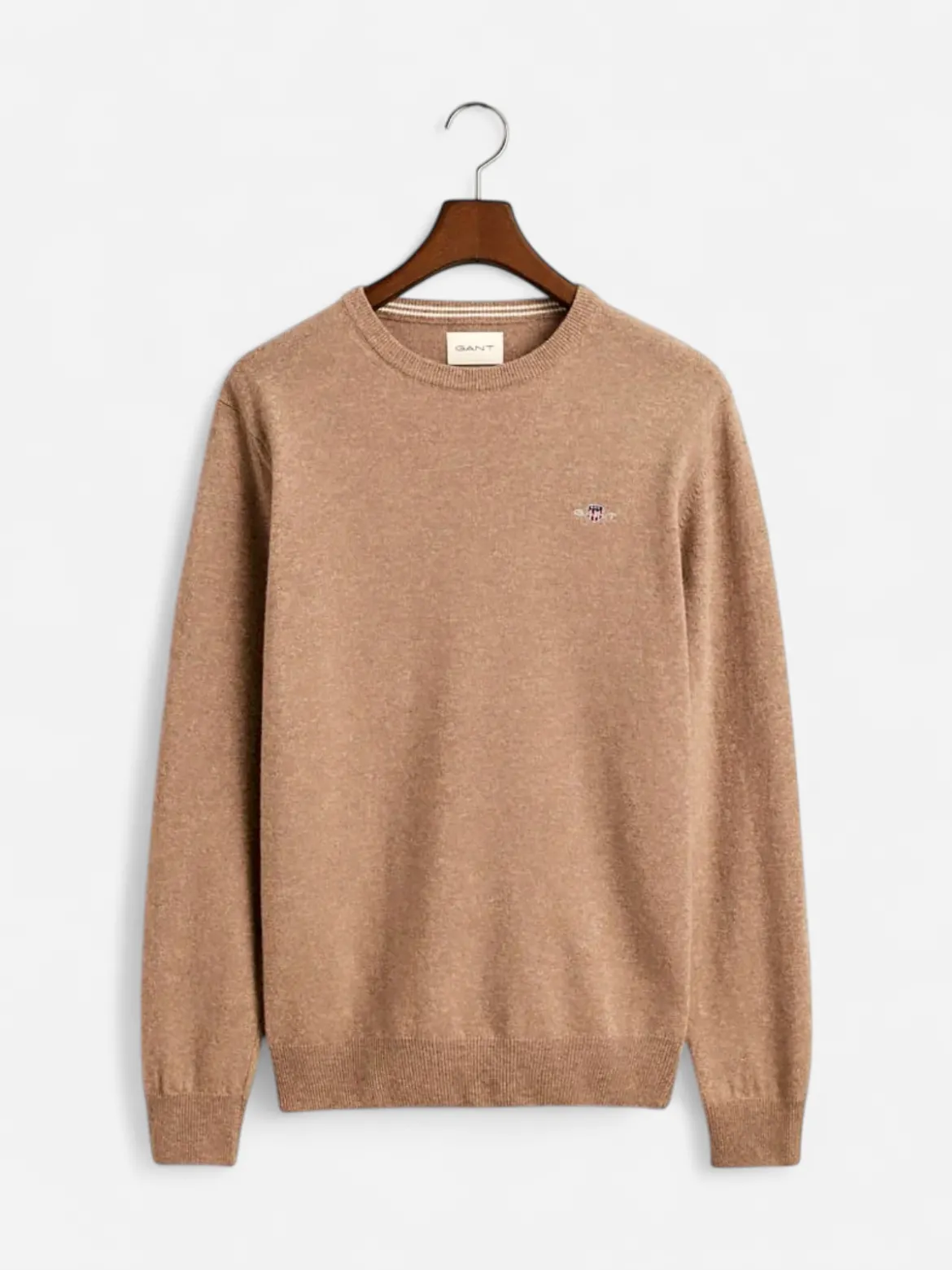Gant Miesten Neulepaita, SUPERFINE LAMBSWOOL C-NECK Beige