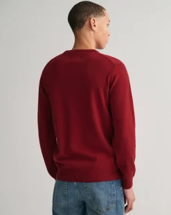 Gant Miesten Neulepaita, SUPERFINE LAMBSWOOL C-NECK Viininpunainen
