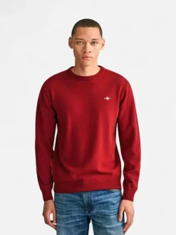 Gant Miesten Neulepaita, SUPERFINE LAMBSWOOL C-NECK Viininpunainen