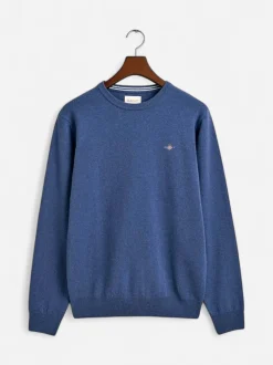 Gant Miesten Neulepaita, SUPERFINE LAMBSWOOL C-NECK Indigo