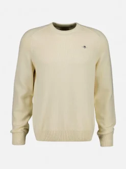 Gant miesten neulepusero, CASUAL COTTON C-NECK Luonnonvalkoinen