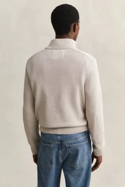 Gant miesten neulepusero Casual Cotton Half Zip, hiekka
