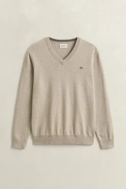 Gant miesten neulepusero Classic Cotton V-Neck, beige