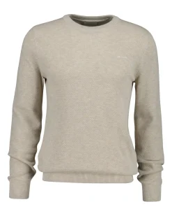 Gant miesten neulepusero Cotton Pique C-Neck, beige
