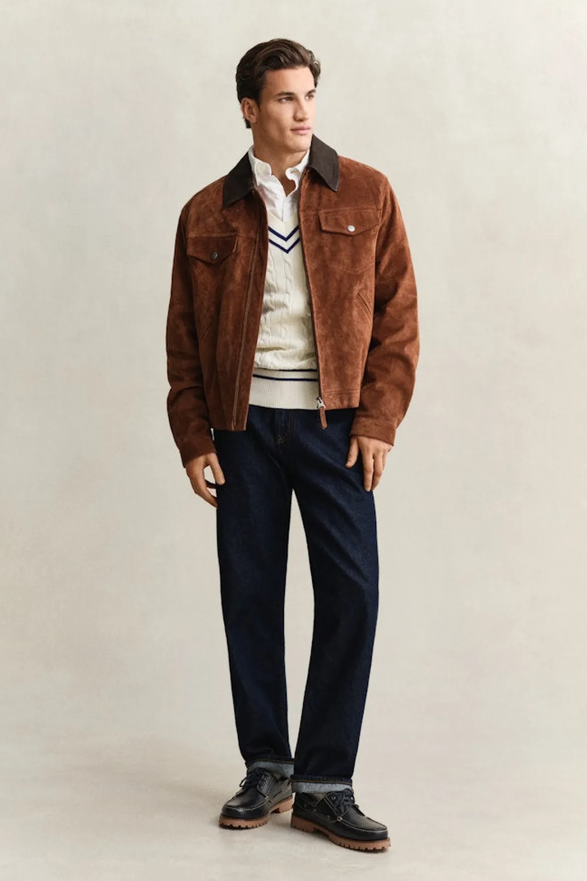 Gant miesten neulepusero Cotton Cable Cricket V-Neck, valkoinen