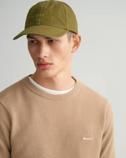 Gant miesten neulepusero Cotton Pique C-Neck, khaki