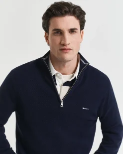 Gant miesten neulepusero Cotton Pique Half Zip, tummansininen