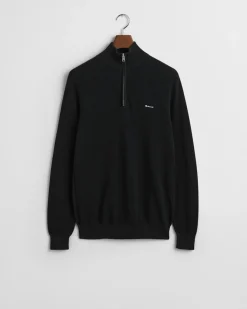 Gant miesten neulepusero Cotton Pique Half Zip, musta