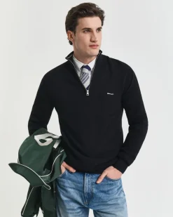 Gant miesten neulepusero Cotton Pique Half Zip, musta
