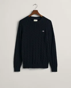 Gant miesten neulepusero Cotton Cable C-Neck, tummansininen