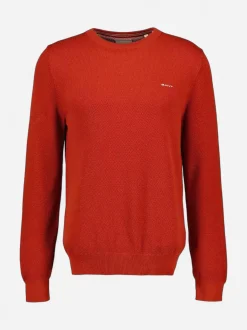 Gant miesten neulepusero, K COTTON PIQUE C-NECK PUNAINEN