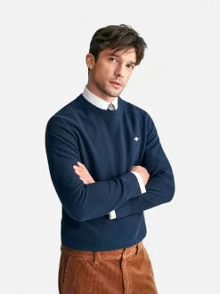 Gant miesten neulepusero, K COTTON MICRO TEXTURED C-NECK TUMMANSININEN