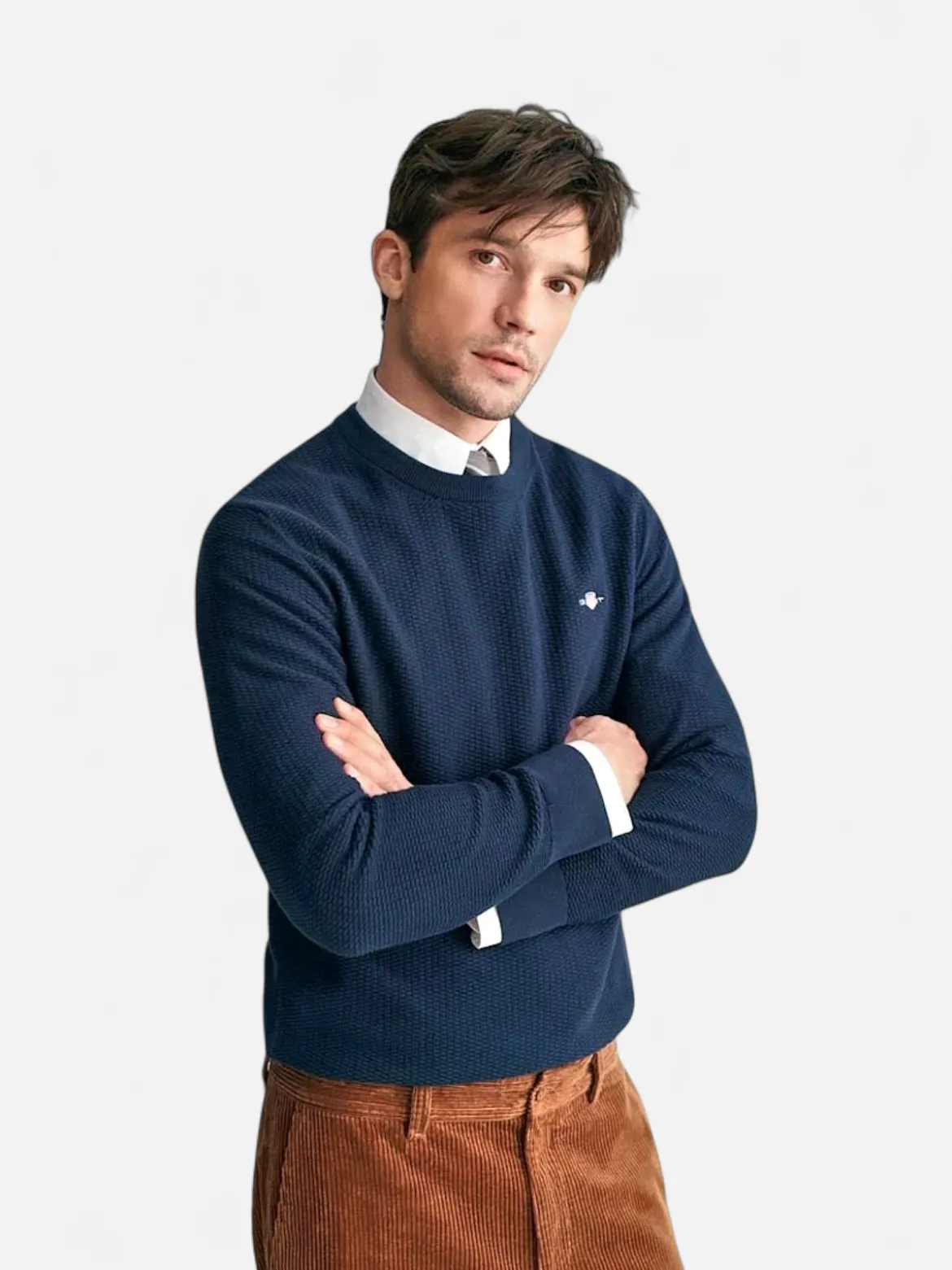 Gant miesten neulepusero, K COTTON MICRO TEXTURED C-NECK TUMMANSININEN