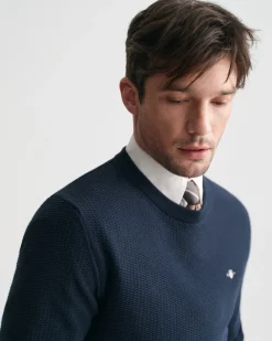 Gant miesten neulepusero, K COTTON MICRO TEXTURED C-NECK TUMMANSININEN