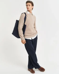 Gant miesten neulepusero K Cotton Pique C-Neck, ruskeanharmaa