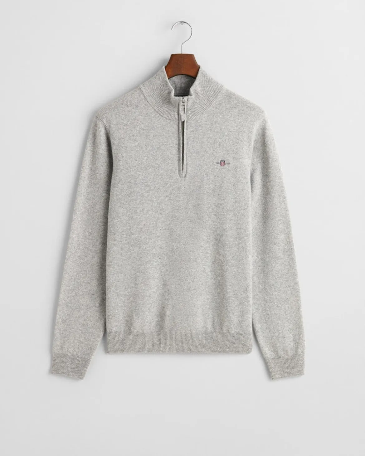 Gant miesten neulepusero, K SUPERFINE LAMBSWOOL HALF ZIP KESKIHARMAA