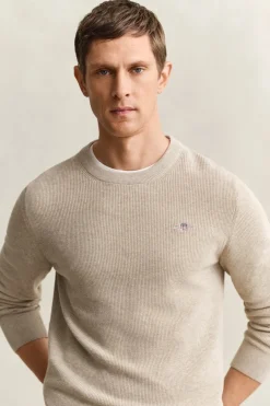 Gant miesten neulepusero Micro Textured C-Neck, kerma