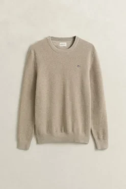 Gant miesten neulepusero Micro Textured C-Neck, kerma